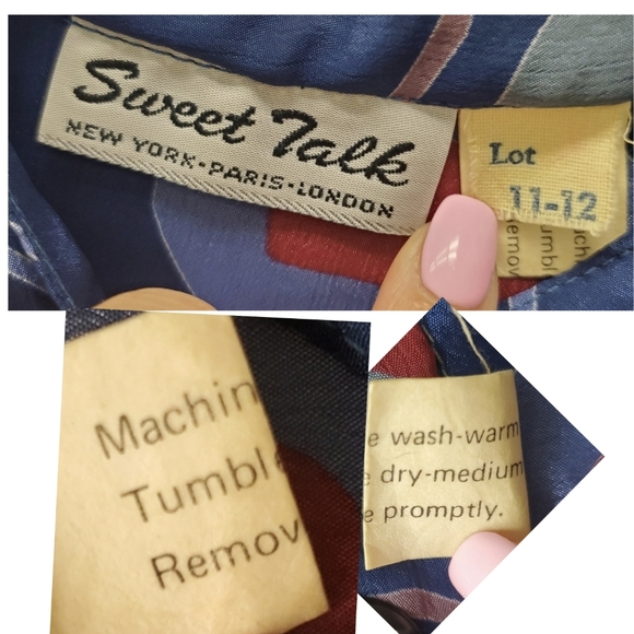 Vintage Art Deco Dress Tribal Print w/ Pockets & Pussybow Neckline - Picture 15 of 16